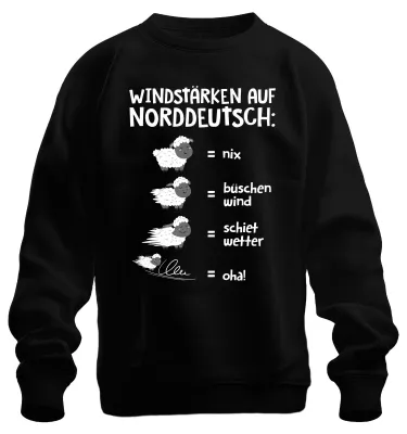 Zdjęcie produktu dla Windstärken Norddeutsch Schietwetter Schafe Plattdeutsch Spruch Uni  Bluza Pullover, Czarny, M