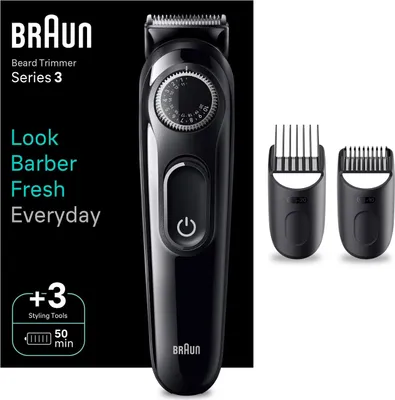 Produktbild von Braun Barttrimmer, Bartschneider/Trimmer/Haarschneider Herren, Haarschneidemaschine mit ultrascharfer Klinge, 40 Längeneinstellungen, mit 50 Min. kabelloser Laufzeit, BT3410