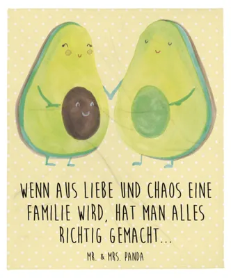 Produktbild von Mr. & Mrs. Panda Kuscheldecke Avocado Pärchen - Gelb Pastell - Geschenk, Wohndecke, Geburt, Familie, Schwangerschaft, Sofaüberwurf, Tagesdecke, Gesund, Kinder, Plaid