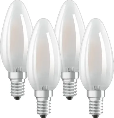 Produktbild von 4 x Osram LED Filament Leuchtmittel Kerze 4W = 40W E14 MATT 2700K warmweiß