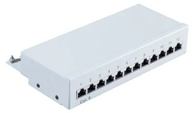 Produktbild von Patchpanel Patchfeld Cat.6, 12-Port lichtgrau