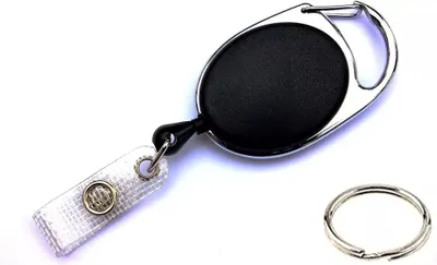 Produktbild von 1x SCHWARZ Ausweisjojo mit EXTRA reißfester POWERCORD Schnur Schlüsselanhänger Jojo Zipper oval mit Druckknopf Lasche & Schlüsselring Anhänger