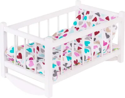 Produktbild von GOLDKIDS Puppenwiege Bett Spielzeug Holzspielzeug Holzbodenwiege Naturholz mit Textilausrüstung Bettwäsche Matratze Kopfkissen Bettdecke Wiege für Puppen