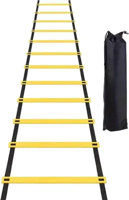 Productafbeelding van Snelheidsladder - Behendigheidsladder Oefenladder - Sporttraining Verbeteren - 12 Sporten Verstelbaar - 600 x 42 cm - Zwart