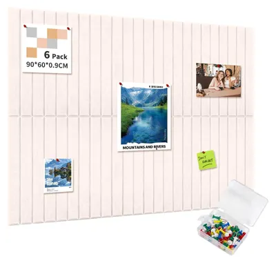 Imagen del producto de Omgoods - Panel de fieltro autoadhesivo grande, 90x60 cm - Incluye 6 piezas y 35 chinchetas
