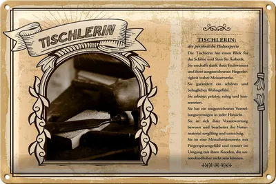 Produktbild von Blechschild Berufe Tischlerin Holzexperte 18x12cm