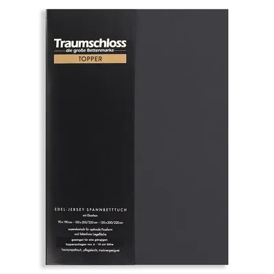 Produktbild von Traumschloss Topper Edel-Jersey Spannbettlaken 180-200 x 200-220 cm anthrazit 165g/m², 95% gekämmte Mako Baumwolle, 5% Elasthan