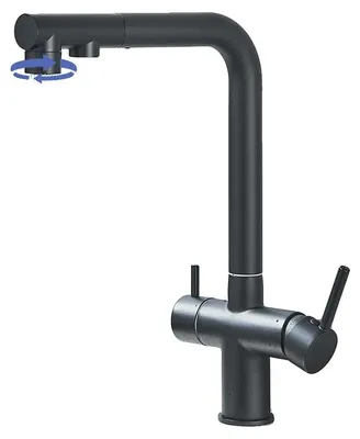 Produktbild von Küchenarmatur, Ausziehbare Sprühdüse, 360-Grad-Drehung, Mattschwarz