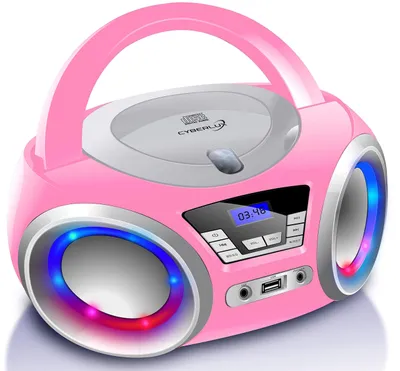 Imagen del producto de Reproductor de CD con iluminación LED, conector para auriculares, puerto USB, radio FM y entrada auxiliar