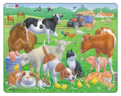 Image de Puzzle Larsen Animaux - Animaux de compagnie et de la ferme, 15 pièces.