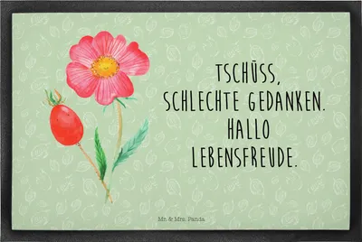 Produktbild von Mr. & Mrs. Panda fußmatte Blume Hagebutte 50 x 75 cm - Blattgrün - Geschenk, Sauberlaufmatte, Bodenvorleger, Schmutzfangmatte, Schlechte Gedanken, Schmutzfänger, Garten