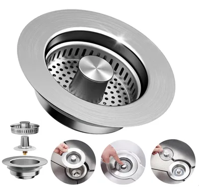 Produktbild von 3-in-1 Abflussfilter und -stopfen – mit Anti-Verstopfungs-Design