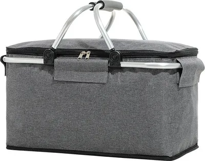 Produktbild von Grauer Picknickkorb faltbar Einkaufskorb Picknickbeutel Einkaufskorbkühler Kühlertasche