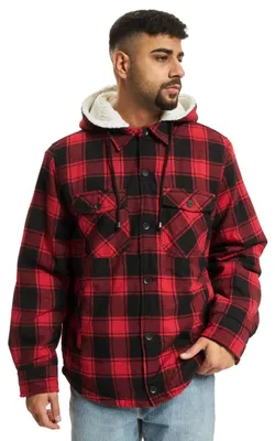 Produktbild von Brandit Lumber Jacket Hooded, Farbe: red/black, Größe: 3XL