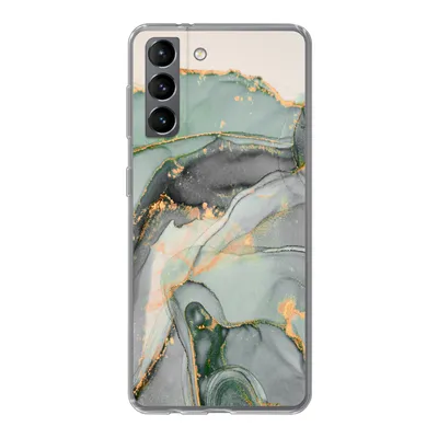 Produktbild von MuchoWow® Handyhülle Schutzhülle Hülle für Samsung Galaxy S21 Gold - Marmor - Grün - Luxus - Glitzer - Marmoroptik Silikon Softcase Handy Hülle - Softcase