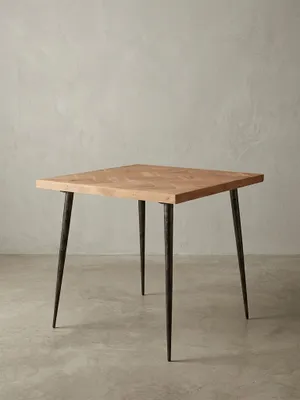 Produktbild von Esszimmertisch 80x76x80 cm Massivholz Akazie / Metall Industrial, Esstisch Massiv Klein, Küchentisch Holztisch Esszimmer, Kleiner Speisetisch Holz, Massivholztisch Quadratisch