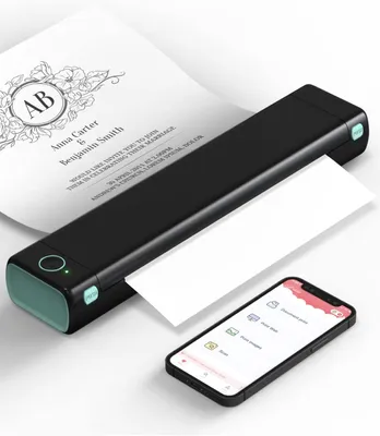 Produktbild von Thermodrucker A4 203DPI Inkless Printer Kompatibel mit Android & iOS für Handy & Laptop, Unterstützt 210x297mm A4 Thermopapier, Tragbarer Drucker