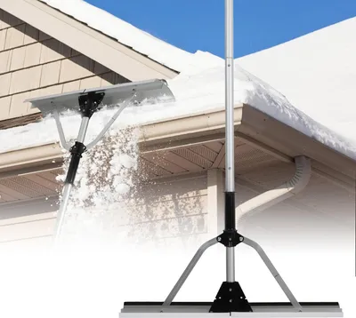 Productafbeelding van Izrielar sneeuwschuiver voor daken, instelbaar van 190 tot 630 cm, sneeuwschuiver van aluminium, dakschraper met antisliphandvat, sneeuwschuiver voor zonnepanelen en daken