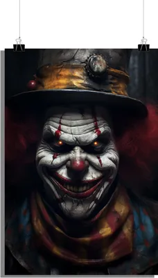 Zdjęcie produktu dla Plakat Halloween - Plakat Horror - Plakat Klaun - Straszny plakat - 61x91cm - Idealny do oprawienia w ramkę