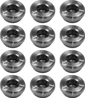 Produktbild von 12 Stück Windaschenbecher Aschenbecher mit abnehmbaren Deckel aus Edelstahl ø 9,8cm