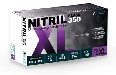 Produktbild von 840x Altruan Nitril 350 Black, Einmalhandschuhe, schwarz - 100 Stück - Größe XL | Packung (100 Stück)