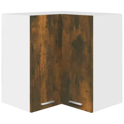 A corner cabinet with two doors.
