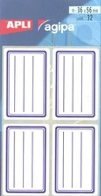 Produktbild von APLI Buchetiketten weiß/blau 36 x 56 mm liniert 32 Stück
