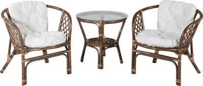 Image de Weraset de café 2 chaises, 1 tableReproduction noyer.