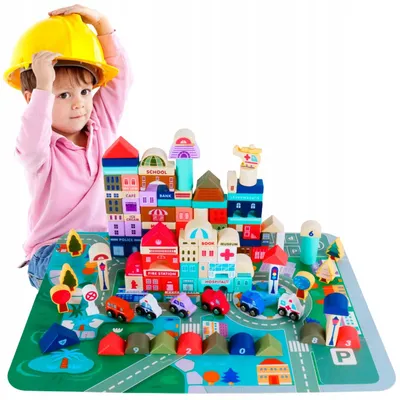 Produktbild von Minexo Holzbausteine Stadtbau Montessori Edukativ 120 Teile