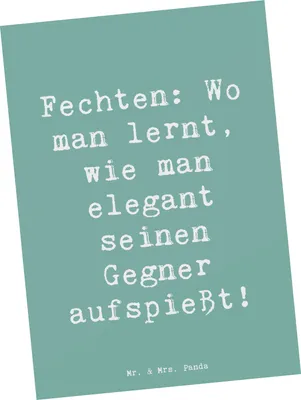 Produktbild von Mr. & Mrs. Panda Postkarte Spruch Fechten Eleganz - Meeresbrise - Geschenk, Ansichtskarten, Fotokarte, Sportart, Ansichtskarte, Strategie, Disziplin, Sportler, Postkarten
