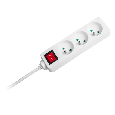Obrázok produktu pre Predlžovací kábel biely Rebel 3 zásuvky , kábel 3m (3x1,5mm) s vypínačom