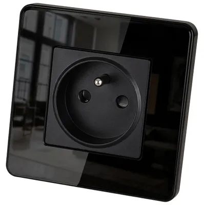 Zdjęcie produktu dla Gniazdo Kontakt Gniazdko Szklane POŁYSK z Bolcem Uziemieniem Czarne MIUUN, productTiles.product.images.aiGenerated