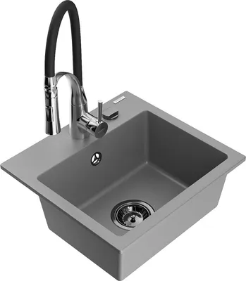 Produktbild von Mexen Milo 1-Becken-Granit-Spüle mit Mischbatterie Aster, Grau - 6505-71-73450-07-B
