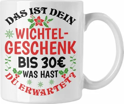 Produktbild von Trendation - Wichtelgeschenk für 30 Euro Tasse Wichteln für Frauen Kollegen Wichtel-Tasse Schrott-Wichteln Schrottwichteln (Weiß)