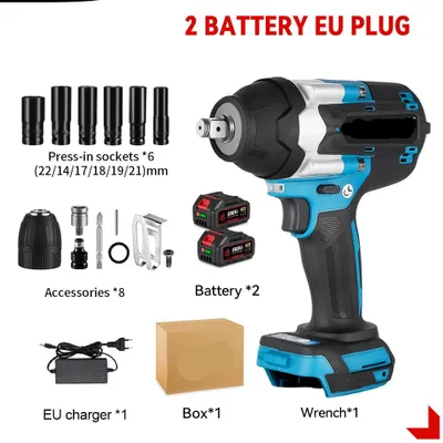 Image de Clé à chocs sans fil - Visseuse à chocs avec batterie - 1800 Nm - 1/2 pouce - 12 accessoires - 18 V