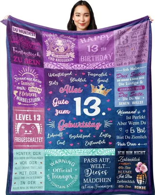 Obrázek produktu pro Yesbird Dárek k 13. narozeninám pro dívku 13. rok dekorativní deka 150x130cm