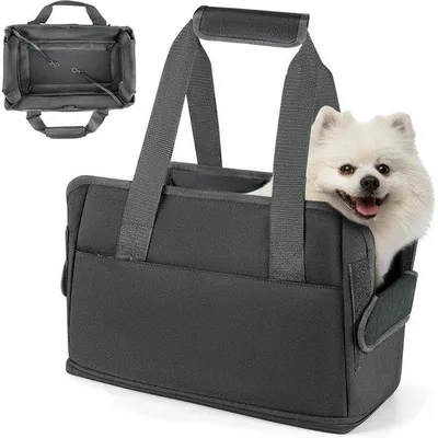 Productafbeelding van Transporttas voor honden en katten, verstelbare draagtas voor kleine honden tot 6 kg, waterdicht en met afneembare mat, 40 x 26 x 20 cm