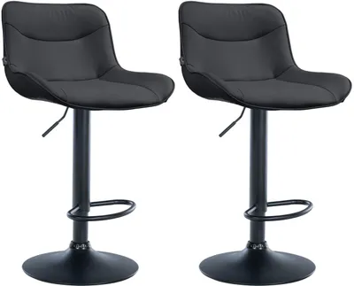 Produktbild von 2er Set Barhocker Vonore Kunstleder schwarz schwarz