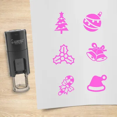 Produktbild von CombiCraft Selbstfärbendestempel Set 'Weihnachten' in der Farbe Rot, Ø10mm