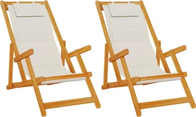 Image de vidaXL Chaise longue 2 pcs Marron 61.5 x 123 x 82cm Bois massif Acacia
