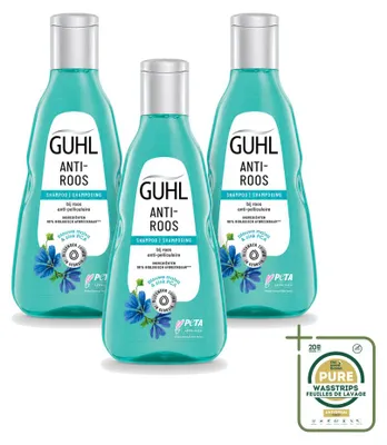 Productafbeelding van 3 x Guhl Anti-roos shampoo met blauwe malva - 250 ml - Voordeelverpakking - 3 stuks