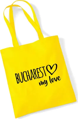 Produktbild von Huuraa Jutebeutel Bucharest my love 10 Liter Yellow Baumwolle Tasche Geschenkidee