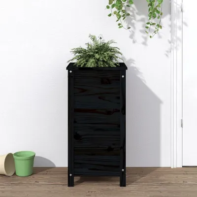 Zdjęcie produktu dla Maison Exclusive – donica na rośliny czarna 40 x 40 x 78 cm, lite drewno sosnowe