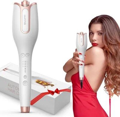 Image de Fer à friser automatique Grandes boucles avec 4 réglages de température et 3 options de temps de chauffage, chauffage rapide, coiffure longue durée