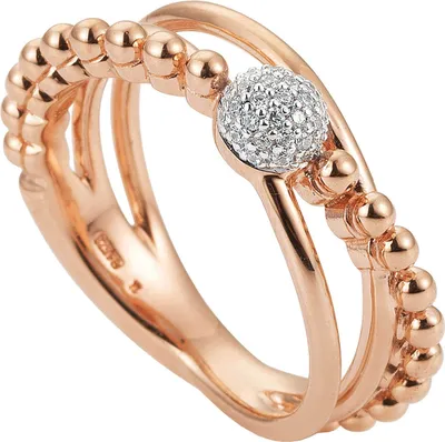 Produktbild von Ring Damenring mit 31 Diamanten Brillanten, 3-reihig, 585 Gold Rotgold Rosegold Innenumfang 56mm  Ø17.8mm