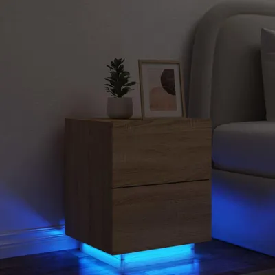 Immagine prodotto di vidaXL Comodino con luci LED Materiale in legno di quercia Sonoma