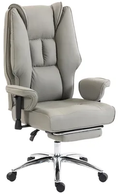 Immagine prodotto di HOMCOM Sedia da Ufficio Ergonomica Reclinabile con Poggiapiedi, Schienale Alto, Altezza Regolabile, Grigio Chiaro
