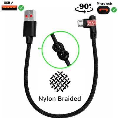Produktbild von USB-A auf micro USB Ladekabel 90° Winkel Nylon kabel 30cm Kurz für Amazon Kindle Paperwhite Kindle Oasis
