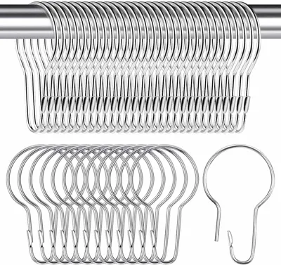 Produktbild von Gordijnringe aus Edelstahl, 50 Stück, 7 x 4 cm, für Badezimmer und Küche