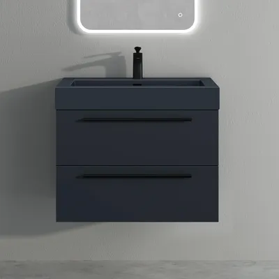 Produktbild von Mai & Mai Badmöbelset Komplett Set Waschbeckenunterschrank 73cm Unterschrank in matt Anthrazit mit Waschschbecken aus Mineralguss Quadratto